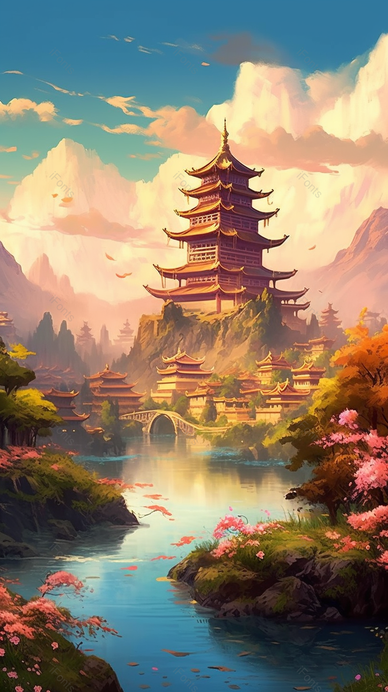 手绘古代塔风景景点插画,插画/手绘图,插画/手绘图库,插画/手绘图下载,插画/手绘